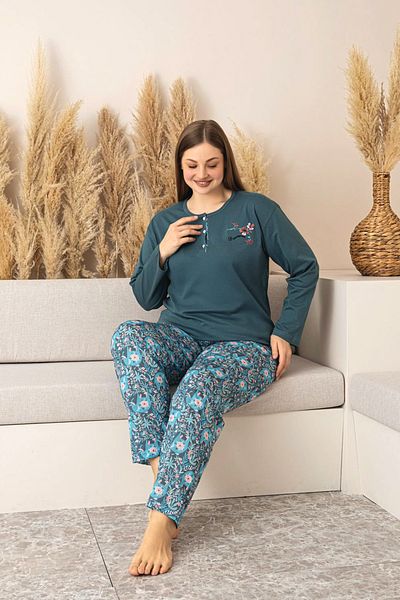 nisaNCa Set de pijama pentru mamă cu mânecă lungă 100% bumbac de mărime mare - Seria specială pentru mamă