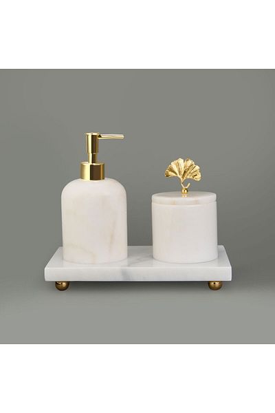MATMEL 3-Piece Marble Bathroom Set - White