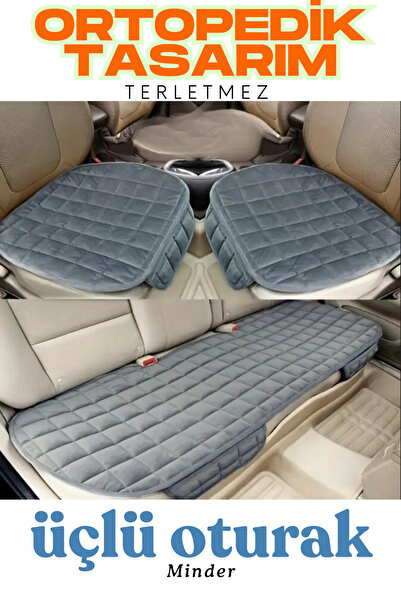 TROBUS وسادة مقعد السيارة ذات سطح مخملي من أنثراسايت - غير قابلة للانزلاق، مت...