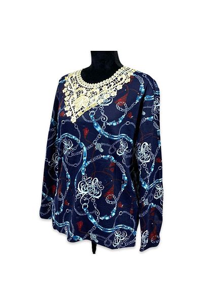 Intisimo Bluză de damă, mărime mare, XL-5XL, albastru/roșu - XL