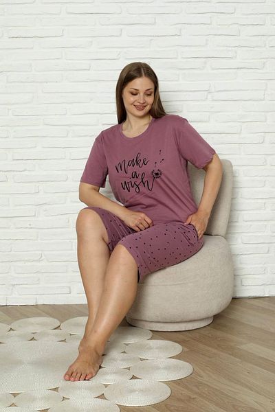 nisaNCa Set de pijamale Capri pentru femei, 100% bumbac, cu mâneci scurte