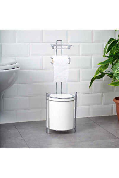 MATMEL Redundant Toilet Roll Holder and Trash Can - White