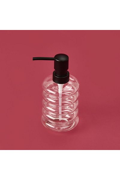 MATMEL Dozator de săpun lichid din sticlă borosilicată cu capac - transparent/negru