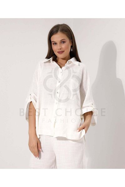 Stayele Elegant white button down shirt and wide leg pants set