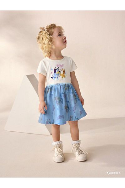 GAist Kids Baby Rochie pentru fetiță cu fustă din tul cu imprimeu Bluey