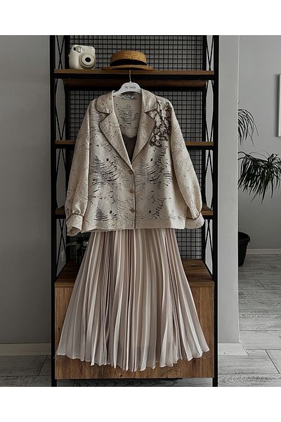 My twins Ewas Design Midi Length Skirt Blouse Jacket Women's Triple Set