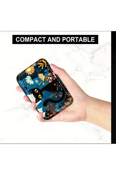 ORGANICYOU Πορτοφόλι αλουμινίου LINJIN Compact RFID Blocking Cat Pattern