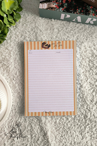 Flowery Paper Notepad A5 - Memopad, Bloknot, Defter, Not Kağıdı,okul Defteri