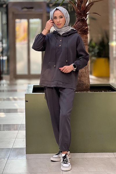 Mahal Casual Hooded Kangaroo Pocket Trousers Set