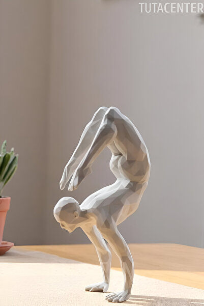 TUTACENTER Yoga Yapan İskandinav Tarzı Biblo Heykel Figür Amuda Kalkan Adam D...