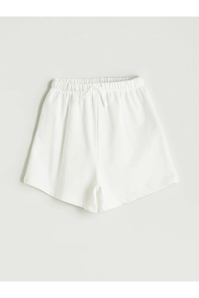 LC Waikiki Lcw Kids Ecru Crew Neck Girls Sweatshirt and Shorts