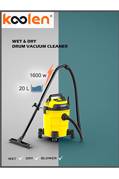 Koolen 20l Dry Barrel Vacuum Cleaner With 1600w Water Suction, Yellow, Moody - 806101006