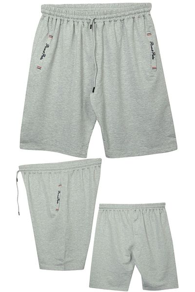 marufshop Large Size 110 - Suitable for 155 Kilos Lycra Combed Cotton Men's Shorts with Embroidered Detailed Fitted Pockets