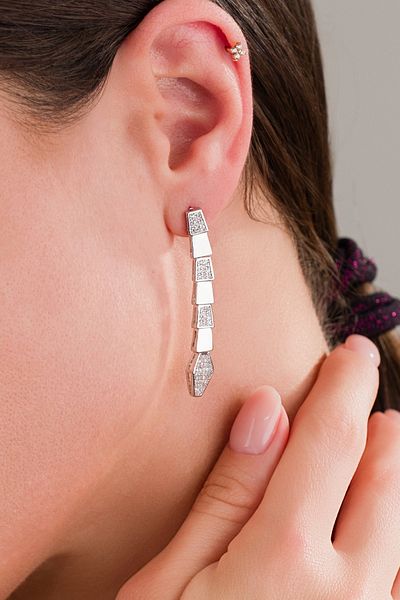 LUCİ LONTANE Stone Detailed Snake Design Earrings