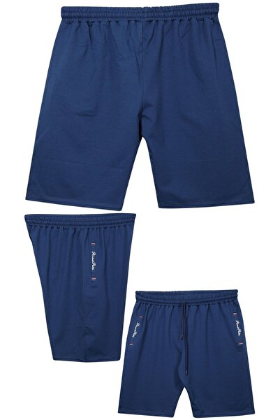 marufshop Büyük Beden 110 - 155 Kilo Arası İçin Uygun Bedenli Cepleri Nakış Detaylı Likralı Penye Erkek Şortu