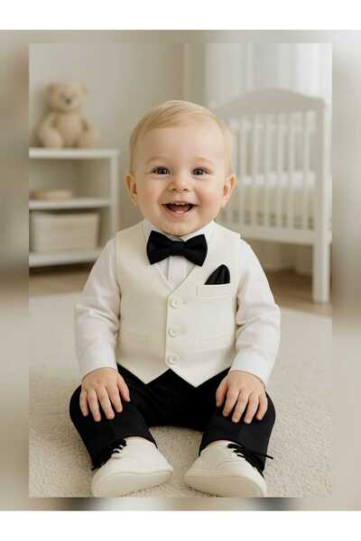 Calide Baby&Kids Erkek Bebek Mevlüt Takımı - Papyon & Kravatlı - Özel Gün Kıy...