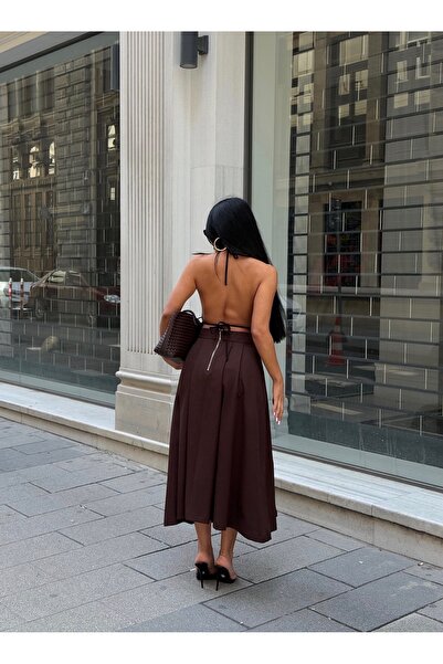 LB Laluna Butik Women's Pleated Pocket Long Skirt