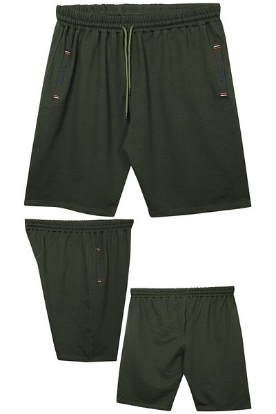 marufshop Large Size 110 - Suitable for 155 Kilos Lycra Combed Cotton Men's Shorts with Embroidered Detailed Fitted Pockets