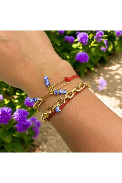 not cool. The Red One - Simple Sky Porcelain Basic Rope Bracelet with Lucky Beads