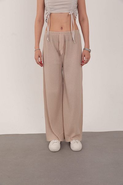 ipek collection Pantaloni și pantaloni de trening pentru femei, afumati, 3 piese - Camel- Black, îmbrăcăminte ocazională pentru acasă