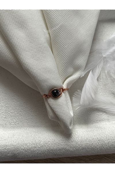 Pel Design Minimal Shungite Stone Copper Wire Ring