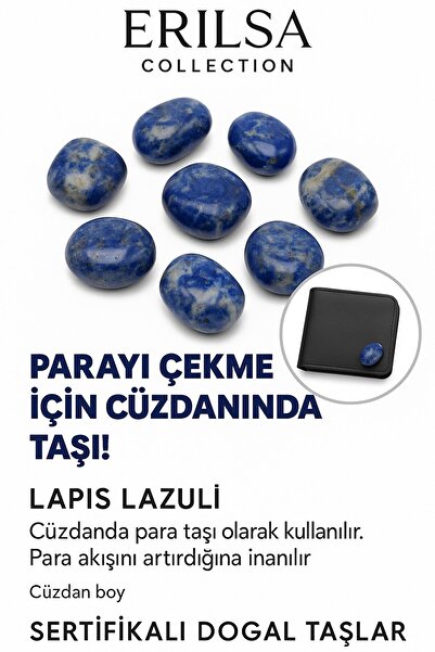 Erilsa Sertifikalı Cüzdan Boy Lapis Lazuli Taşı Kütle -
