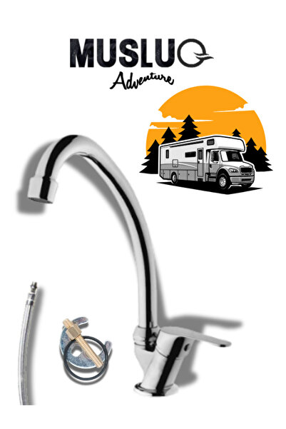 MUSLUQ Karavan Musluğu | Mermer Üstü Tesisata Uygun Tek Su Girişli Aç Kapa Lavabo Bataryası - Krom