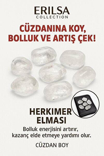 Erilsa Sertifikalı Cüzdan Boy Herkimer Elması Taşı - Berraklık ve Netlik Hiss...