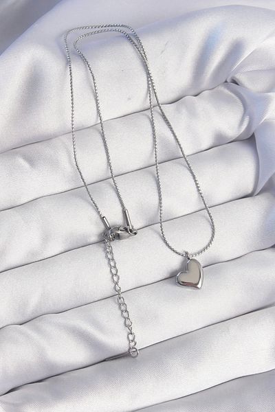Store 316L Steel Silver Color Minimal Heart Design Necklace