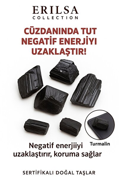 Erilsa Sertifikalı Cüzdan Boy Ham Turmalin Taşı Kütle - Negatifliği Bloklar v...