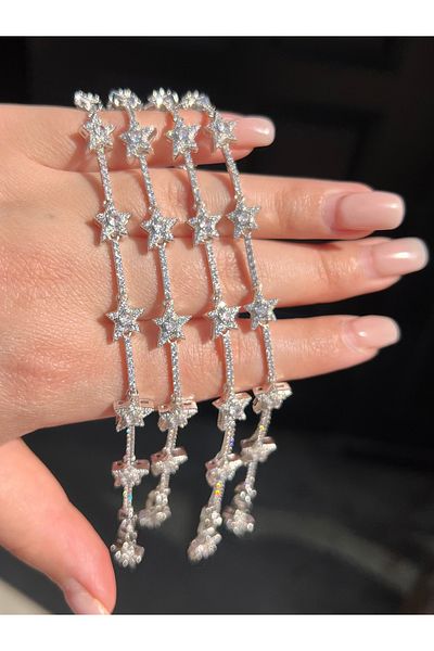 luxyansımalar Zircon Silver Color Star Bracelet