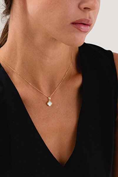 FERMAS KUYUMCULUK 14 Ayar Taşlı Yonca Altın Kolye