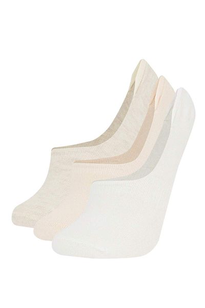 DeFacto Women's Invisible 3-Piece Cotton Ballerina Socks T6922Azns