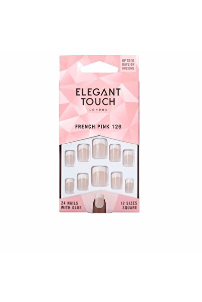 Elegant Touch Französische rosa Nägel mit Kleber, quadratisch, Nr. 126-s