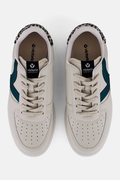 Victoria Women Madrid Efecto Piel Animal Print Lace Up Casual Shoes, Off White