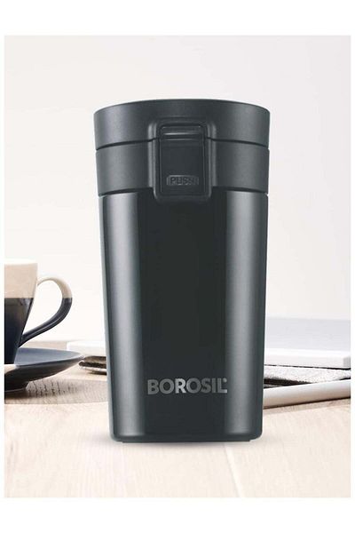 Borosil Coffee mate Insulated Mug, Vacuum Insulated Travel Coffee Mug with Lid, 8 Hours Hot & 14 Hou