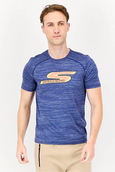 SKECHERS Men Sportswear Fit Short Sleeves Outdoor T-Shirt, Blue