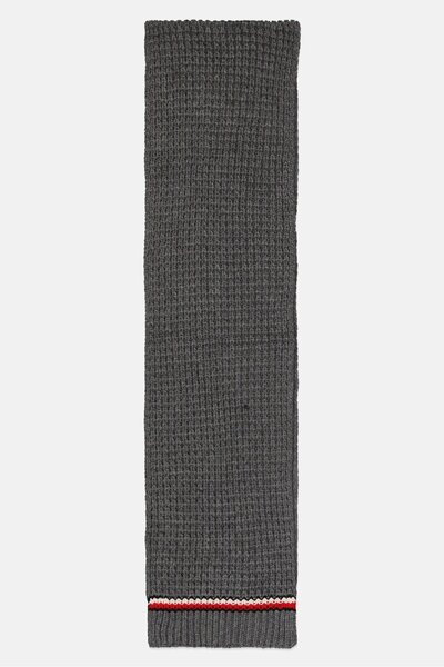 Tommy Hilfiger Men Thermal Global Stripe Scarf, Dark Grey