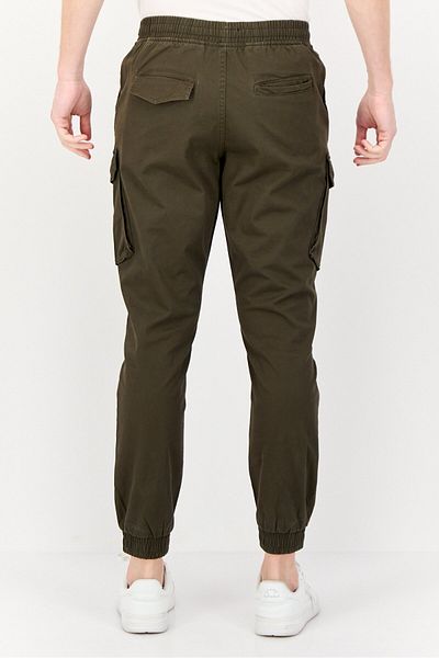 883 Police Men Slim Fit Plain Cargo Pants, Dark Khaki