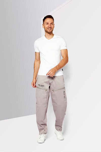 Diesel Men Regular Fit Washed Denim Cargo Pants, Grey