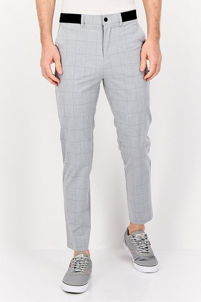 CELIO Men Regular Fit Checkered Chino Pants, Grey