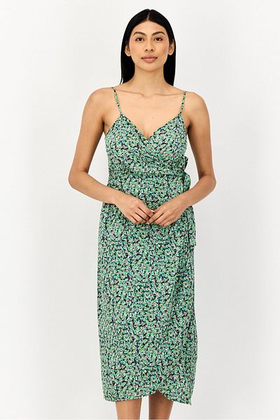 Brave Soul Women Floral Print Belted Wrap Dress, Multicolor