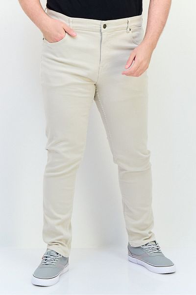 CELIO Men Slim Fit Solid Stretchable Solid Jeans, Beige