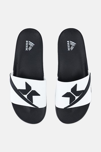RBX Men Brand Logo Slip On Slides, White