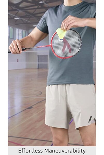 Hundred HUNDRED POWERTEK 100 (Set of 2) Badminton Racket with Full Cover (115g, Red/Black)