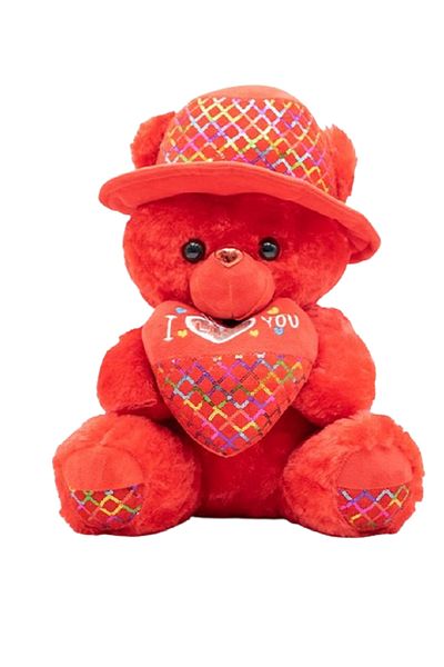 rexa Teddy Bear with Hat – 50 cm x 35 cm Plush Toy Holding “I ❤️ YOU” Heart