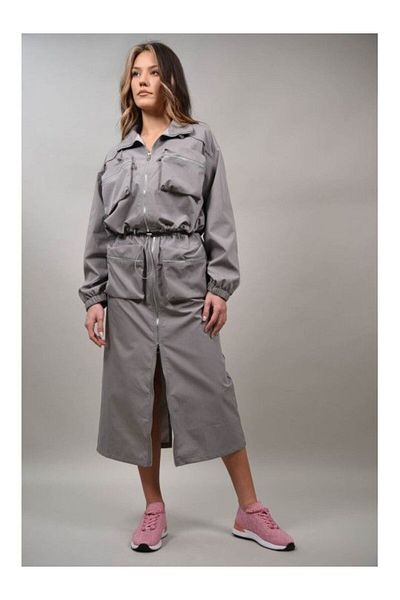 LUMİNA Positano Zippered Skirt with Patch Pockets S-m Grey
