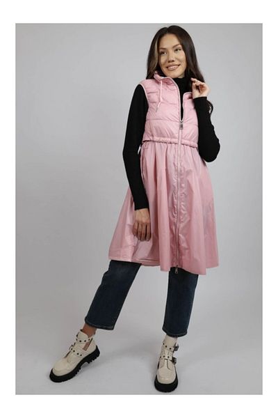 TRENDY.İNG Dainty Thin Quilted Long Dress Vest S Baby Pink