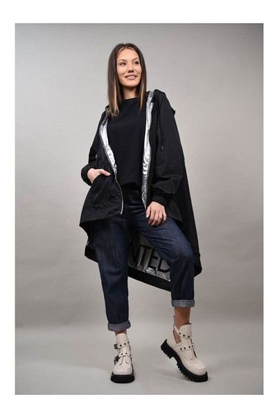 TRENDY.İNG GEACA REVERSIBILA ASIMETRICA OLIENA TALIE UNICA Negru Argintiu