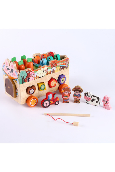 OEM Masinuta de jucarie multifunctionala 3 in 1, din lemn, Montessori